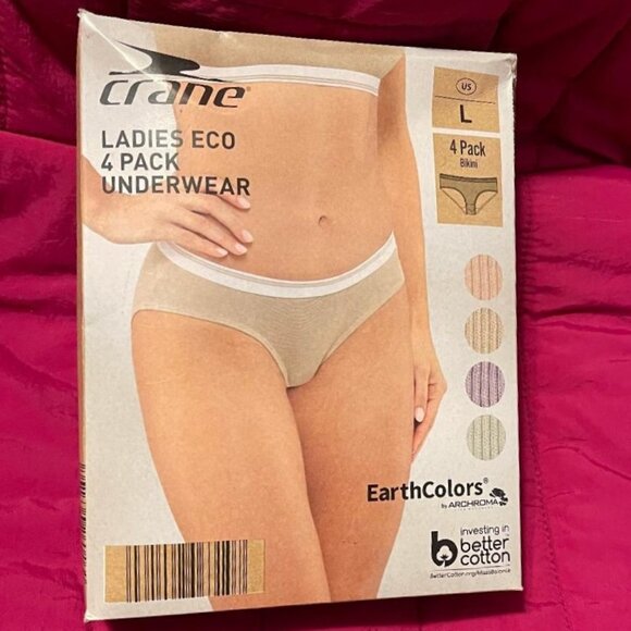BRAND NEW ~ CRANE ~ 4 PACK ~ LADIES ECO BIKINI UNDERWEAR UNDIES ~ SIZE L / LARGE - Picture 1 of 16